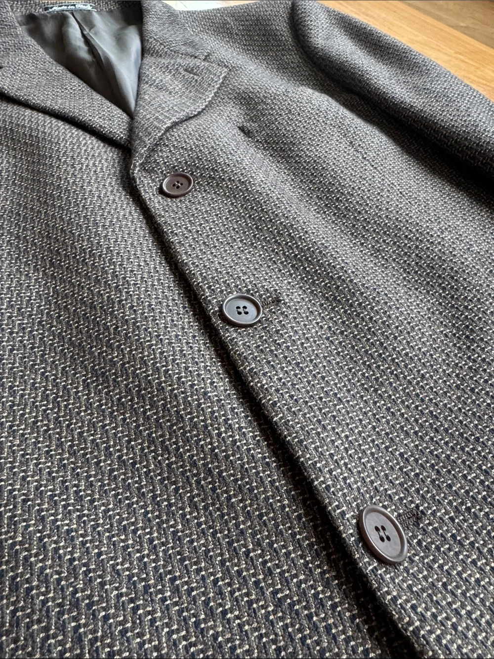 VTG 90s Giorgio Armani Brown/Green/Black Textured Three-Button Wool Blazer 44L